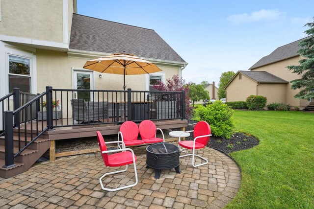 2407 Bryton Dr, Powell, OH 43065 - view of patio featuring an outdoor fire pit