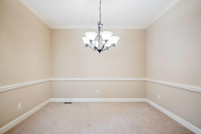 6711 Cooperstone Dr, Dublin, OH 43017 - carpeted spare room featuring a chandelier, ornamental molding, and baseboards