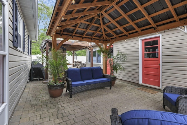 942 Mount Vernon Rd, Newark, OH 43055 - view of patio with an outdoor living space and a gazebo