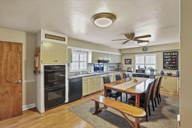 942 Mount Vernon Rd, Newark, OH 43055 - kitchen featuring black appliances, plenty of natural light, ceiling fan, and light wood finished floors
