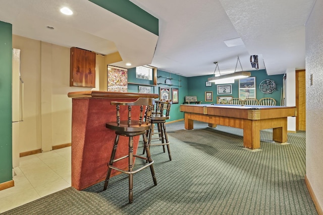 942 Mount Vernon Rd, Newark, OH 43055 - indoor dry bar featuring carpet flooring, baseboards, billiards, and recessed lighting