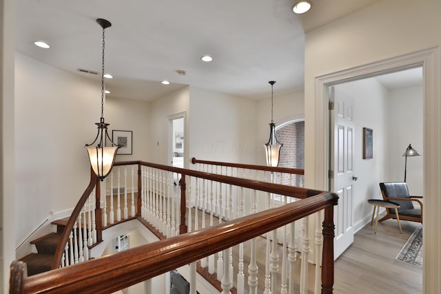 2300 Stonewall Cemetery Rd SW, Lancaster, OH 43130 - corridor with light wood-style floors, an upstairs landing, recessed lighting, and baseboards