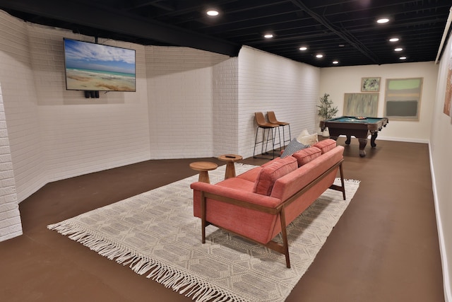 2300 Stonewall Cemetery Rd SW, Lancaster, OH 43130 - sitting room featuring billiards, recessed lighting, concrete floors, and baseboards