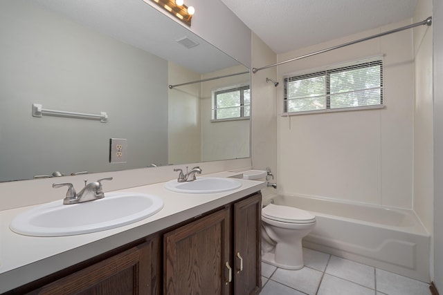 2321 Worthingwoods Blvd, Powell, OH 43065 - full bathroom with  shower combination, tile patterned flooring, double vanity, and toilet