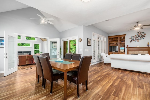 5552 Quail Hollow Way, Westerville, OH 43082 - dining room with ceiling fan, wood finished floors, plenty of natural light, and lofted ceiling