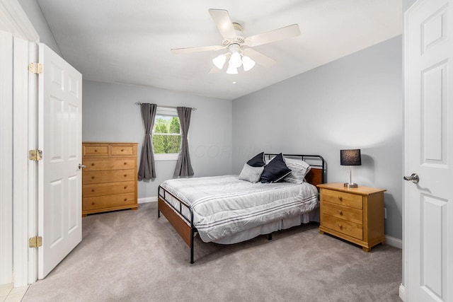 5552 Quail Hollow Way, Westerville, OH 43082 - bedroom with light carpet, baseboards, and ceiling fan