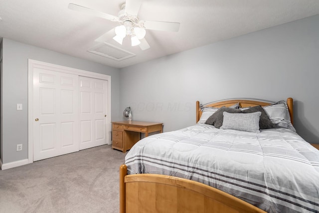 5552 Quail Hollow Way, Westerville, OH 43082 - carpeted bedroom with attic access, ceiling fan, a closet, and baseboards