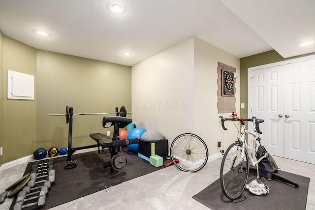 5552 Quail Hollow Way, Westerville, OH 43082 - exercise room with baseboards, recessed lighting, and carpet floors