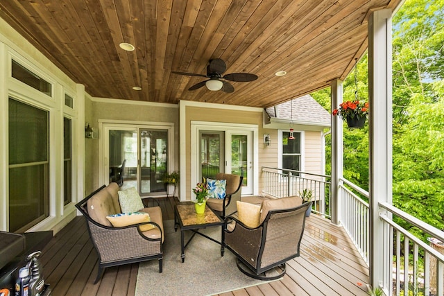5552 Quail Hollow Way, Westerville, OH 43082 - deck with a ceiling fan and an outdoor hangout area