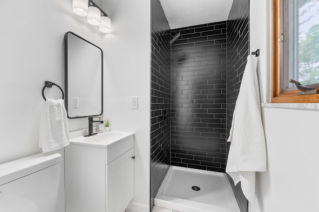 5148 Riverbirch Dr N, Columbus, OH 43229 - bathroom featuring vanity, toilet, and a shower stall