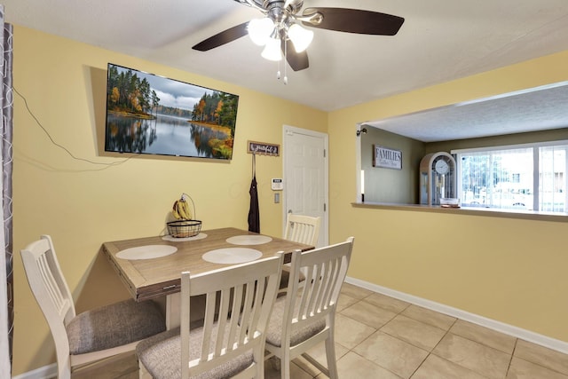 5042 Lindora Dr, Columbus, OH 43232 - dining space with ceiling fan, baseboards, and light tile patterned floors