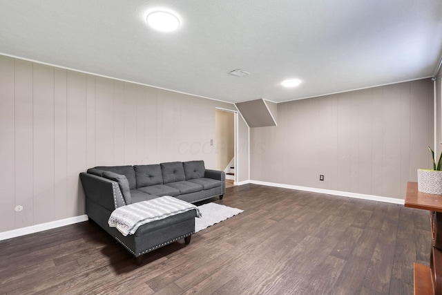 5042 Lindora Dr, Columbus, OH 43232 - sitting room with stairway, dark wood-style floors, and baseboards