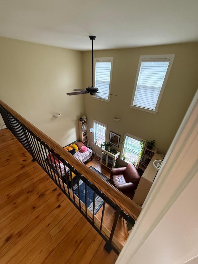 688 S 5th St, Columbus, OH 43206 - stairway with wood-type flooring and ceiling fan