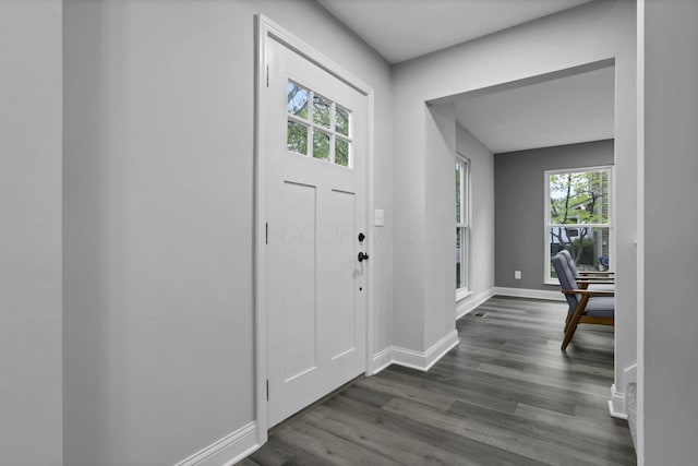 338 Gentlewind Dr, Westerville, OH 43081 - entryway featuring dark wood finished floors and baseboards