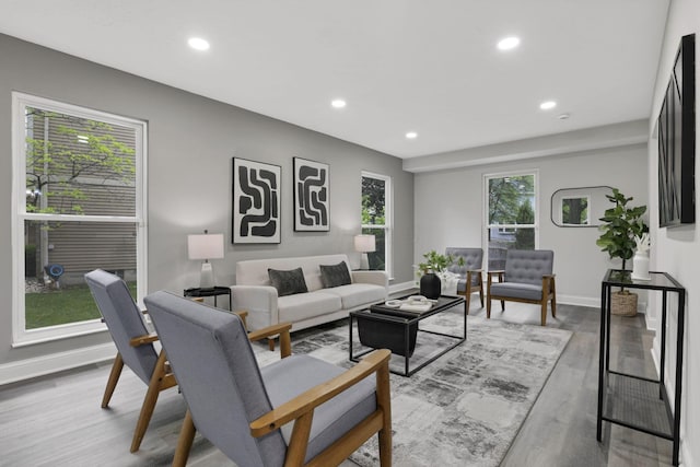 338 Gentlewind Dr, Westerville, OH 43081 - living area with wood finished floors, recessed lighting, and baseboards