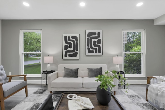 338 Gentlewind Dr, Westerville, OH 43081 - living room with recessed lighting, healthy amount of natural light, wood finished floors, and baseboards