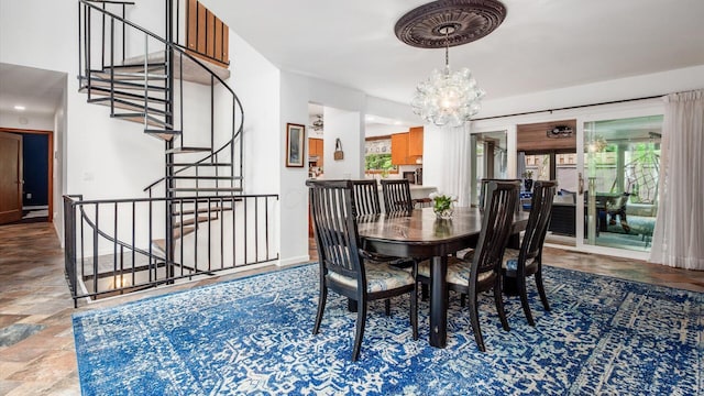 4171 Clotts Rd, Columbus, OH 43230 - dining area with a chandelier, healthy amount of natural light, and stairs