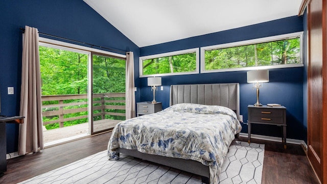 4171 Clotts Rd, Columbus, OH 43230 - bedroom featuring vaulted ceiling, wood finished floors, and access to exterior