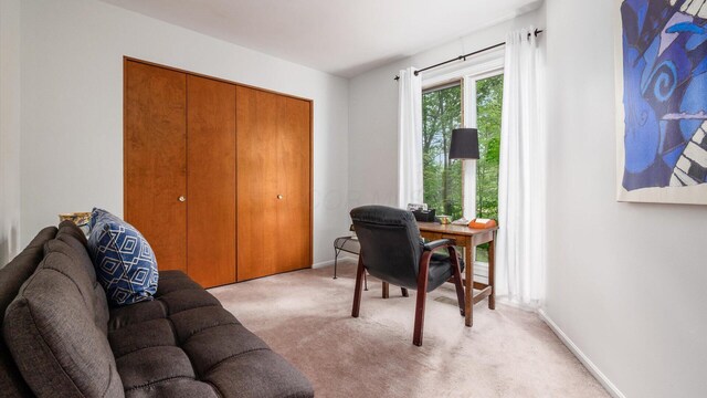 4171 Clotts Rd, Columbus, OH 43230 - home office featuring light colored carpet and baseboards
