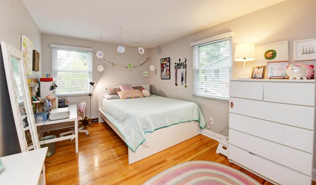 114 Highland Ave, Worthington, OH 43085 - bedroom with multiple windows, wood finished floors, and baseboards