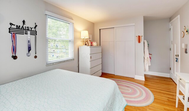 114 Highland Ave, Worthington, OH 43085 - bedroom featuring light wood finished floors, a closet, and baseboards