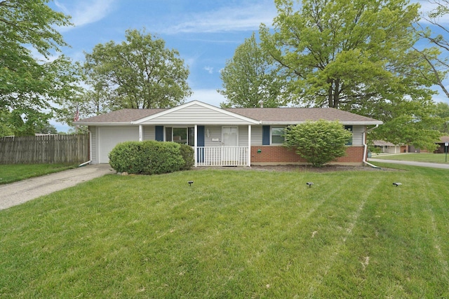 1508 Ives Ave, Reynoldsburg, OH 43068 - ranch-style house featuring an attached garage, covered porch, driveway, brick siding, and roof with shingles
