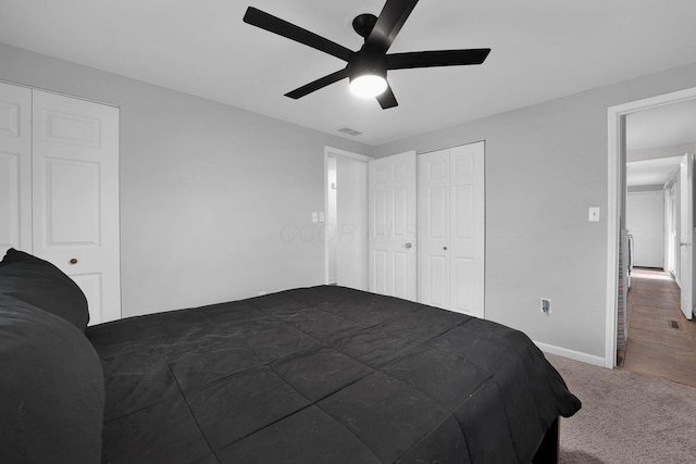 1508 Ives Ave, Reynoldsburg, OH 43068 - bedroom with dark colored carpet, ceiling fan, baseboards, and a closet