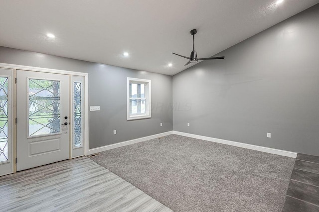 228 E Walnut St, Danville, OH 43014 - foyer entrance featuring a ceiling fan, plenty of natural light, baseboards, wood finished floors, and recessed lighting