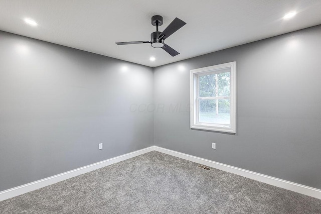 228 E Walnut St, Danville, OH 43014 - spare room featuring carpet floors, ceiling fan, baseboards, and recessed lighting