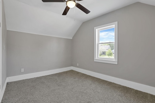 901 E Vine St, Mount Vernon, OH 43050 - bonus room featuring vaulted ceiling, carpet, ceiling fan, and baseboards
