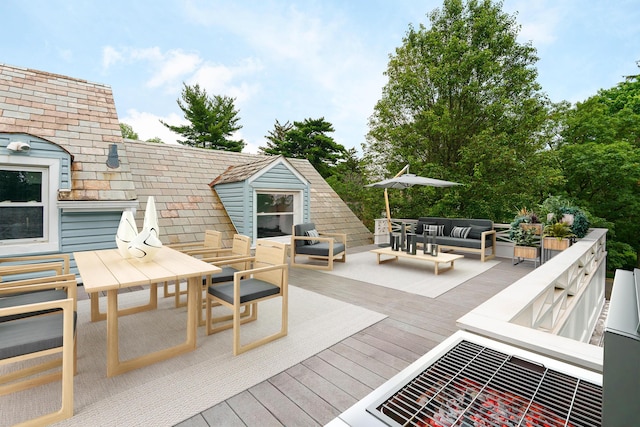 2738 E Broad St, Columbus, OH 43209 - wooden deck with an outdoor hangout area