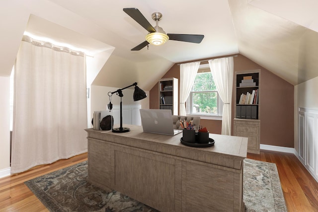 2738 E Broad St, Columbus, OH 43209 - office featuring light wood-style flooring, ceiling fan, and lofted ceiling