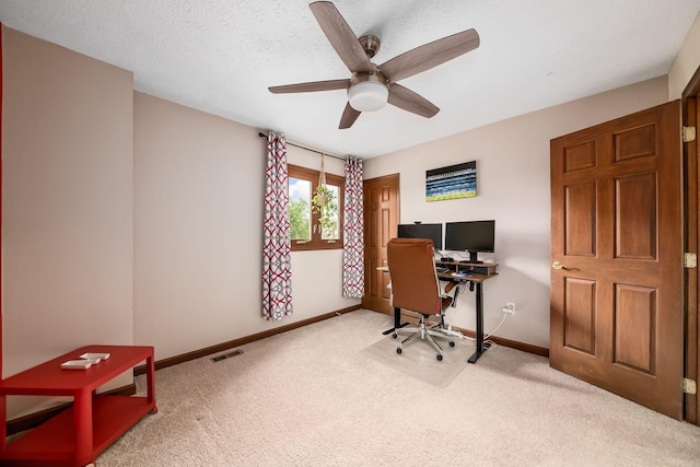 2862 Shady Ridge Dr, Columbus, OH 43231 - home office featuring baseboards, ceiling fan, and light colored carpet