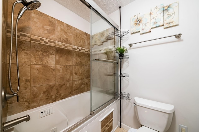 2862 Shady Ridge Dr, Columbus, OH 43231 - bathroom with enclosed tub / shower combo, toilet, and a textured ceiling
