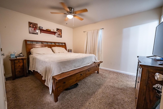 2025 Little Creek Rd, Frankfort, OH 45628 - bedroom with carpet, baseboards, and ceiling fan
