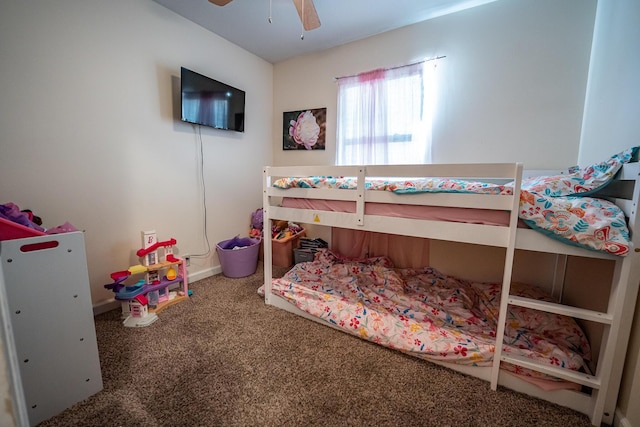 2025 Little Creek Rd, Frankfort, OH 45628 - bedroom with carpet flooring, baseboards, and a ceiling fan