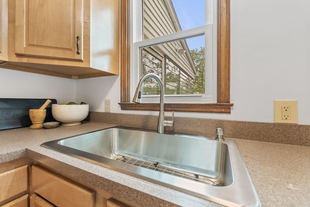 157 E Dominion Blvd, Columbus, OH 43214 - kitchen view of a sink, light brown cabinetry, and light countertops