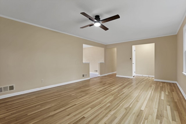 1783 Glenmar Dr, Lancaster, OH 43130 - unfurnished room with baseboards, a ceiling fan, crown molding, and light wood-style flooring
