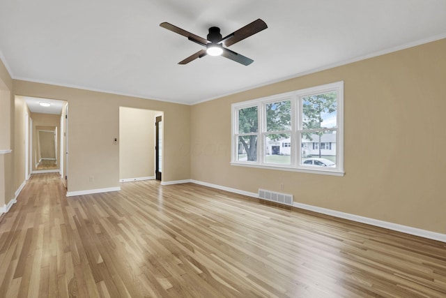 1783 Glenmar Dr, Lancaster, OH 43130 - unfurnished room with crown molding, light wood finished floors, a ceiling fan, and baseboards