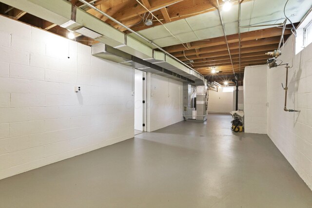 1783 Glenmar Dr, Lancaster, OH 43130 - unfinished basement featuring heating unit and concrete block wall