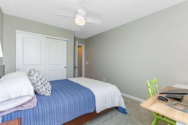 324 Raccoon Ave, Johnstown, OH 43031 - bedroom with carpet flooring, a closet, a ceiling fan, and baseboards