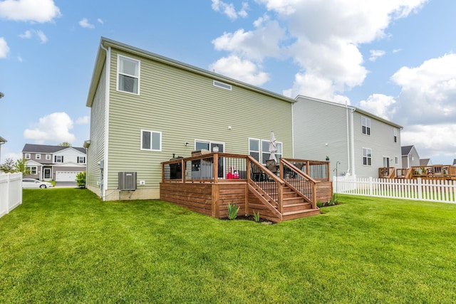 324 Raccoon Ave, Johnstown, OH 43031 - rear view of house featuring central air condition unit, a deck, and stairs