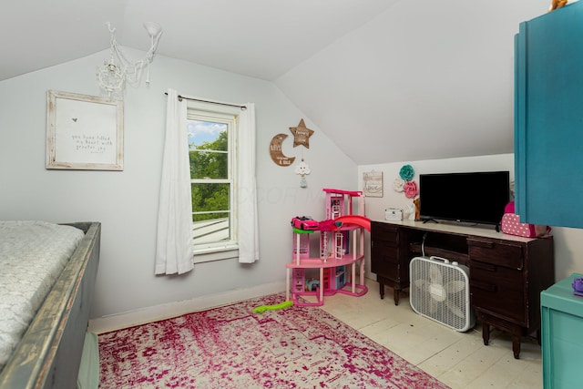 3470 State Route 314, Fredericktown, OH 43019 - bedroom featuring lofted ceiling, wood finished floors, and baseboards
