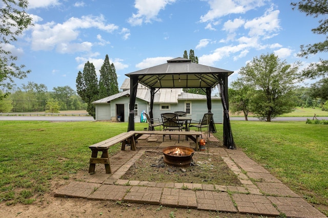 3470 State Route 314, Fredericktown, OH 43019 - view of patio featuring an outdoor fire pit and a gazebo