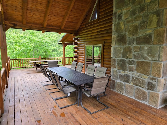 21760 State Route 93, Logan, OH 43138 - wooden terrace featuring outdoor dining area