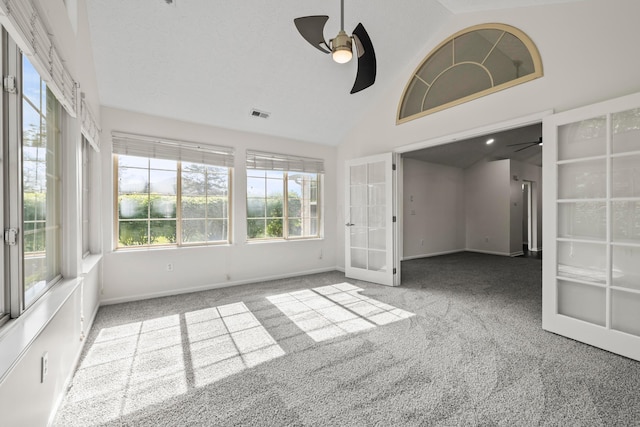 143 Falls Peak Ln, Delaware, OH 43015 - unfurnished sunroom with healthy amount of natural light, vaulted ceiling, and french doors