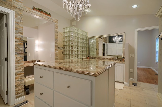 1494 Old Carriage Ct, Canal Winchester, OH 43110 - bathroom featuring a chandelier, tile patterned flooring, recessed lighting, vanity, and baseboards