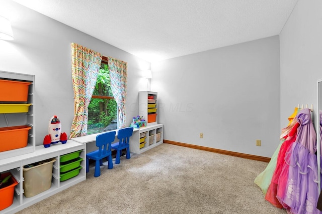5528 Cypress Ct, Westerville, OH 43082 - game room with carpet, a textured ceiling, and baseboards