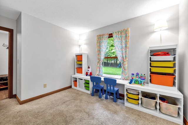 5528 Cypress Ct, Westerville, OH 43082 - game room with carpet floors, baseboards, and a textured ceiling