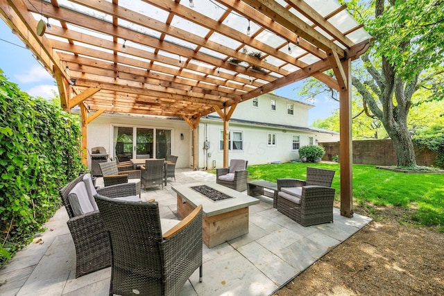 4465 Loos Cir E, Columbus, OH 43214 - view of patio / terrace with an outdoor living space with a fire pit, area for grilling, and a pergola
